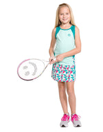 Girls Aqua Tennis And Golf Tank and Skirt Set With Built In Shorts