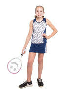 Girls Herringbone Racerback Tennis Tank And Skirt Set Navy