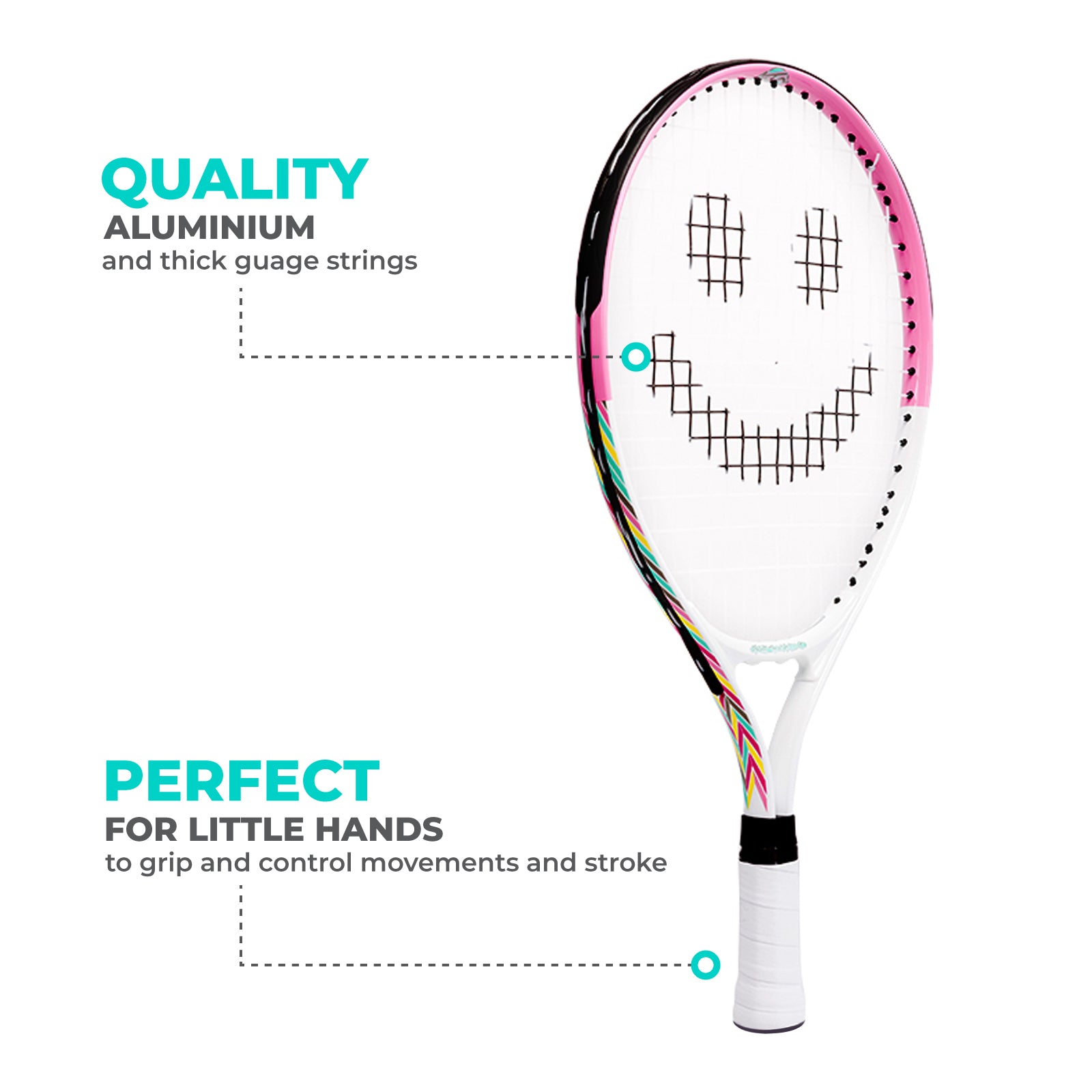 Smile Tennis Racket for Kids Pink – Street Tennis Club